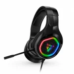 هدفون بوکو BHS005 RGB گیمینگ مشکی با میکروفن کاهش نویز روی پس‌زمینه سفید