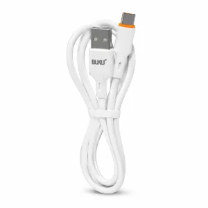 کابل شارژ بوکو MA101C USB به تایپ سی برزنتی 2.4 آمپر سفید روی پس‌زمینه سفید
