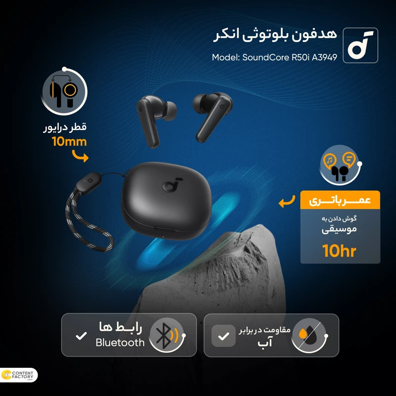 اینفوگراف مشخصات هندزفری بلوتوثی انکر R50i A3949 Soundcore